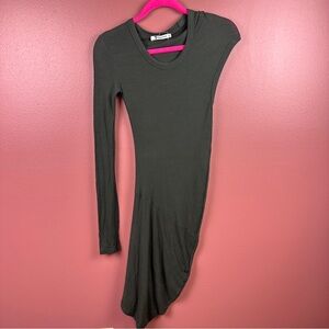 T by Alexander Wang One Long Sleeve One Cap Sleeve bodycon dress olive green